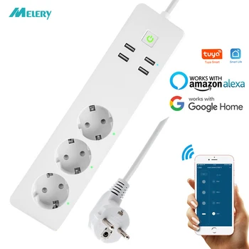 

Power Strip WiFI Smart Plug Surge Protector 3 Outelts Sockets with USB Charging Port Homekit Work Amazon Alexa Google Home