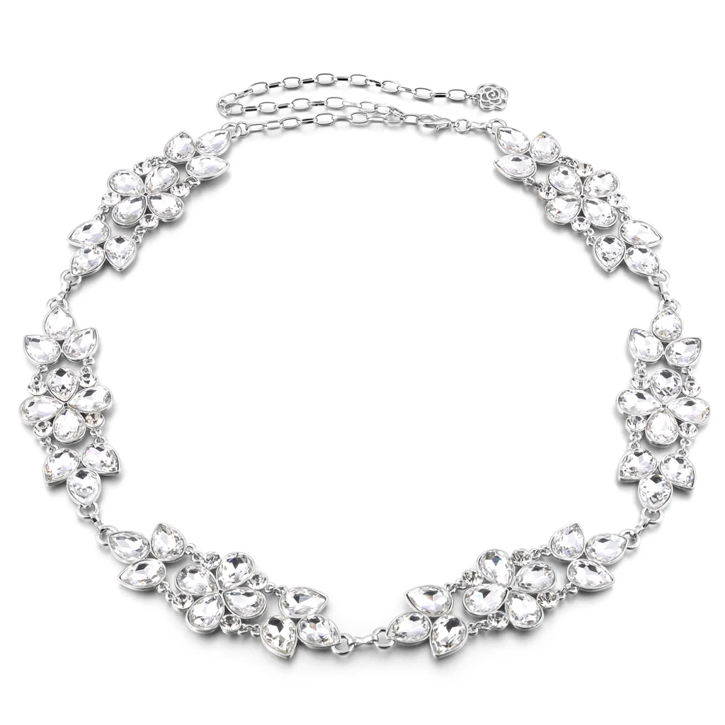 Fashion Luxury Womens Flower Rhinestone Bead Waist Chain Belt Jewelry For Party Women Waistband Strap Dress Accessories 