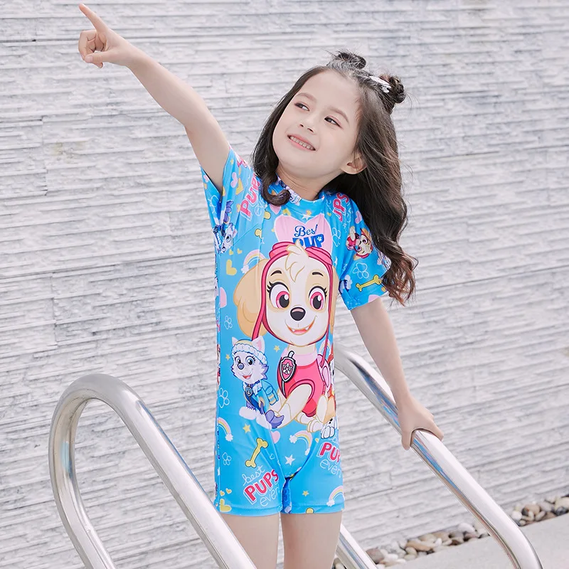 

Girls Digital Printing Small CHILDREN'S One-piece Boxer Bathing Suit Beach Sports Set Korean-style Cute Want Team CHILDREN'S Swi