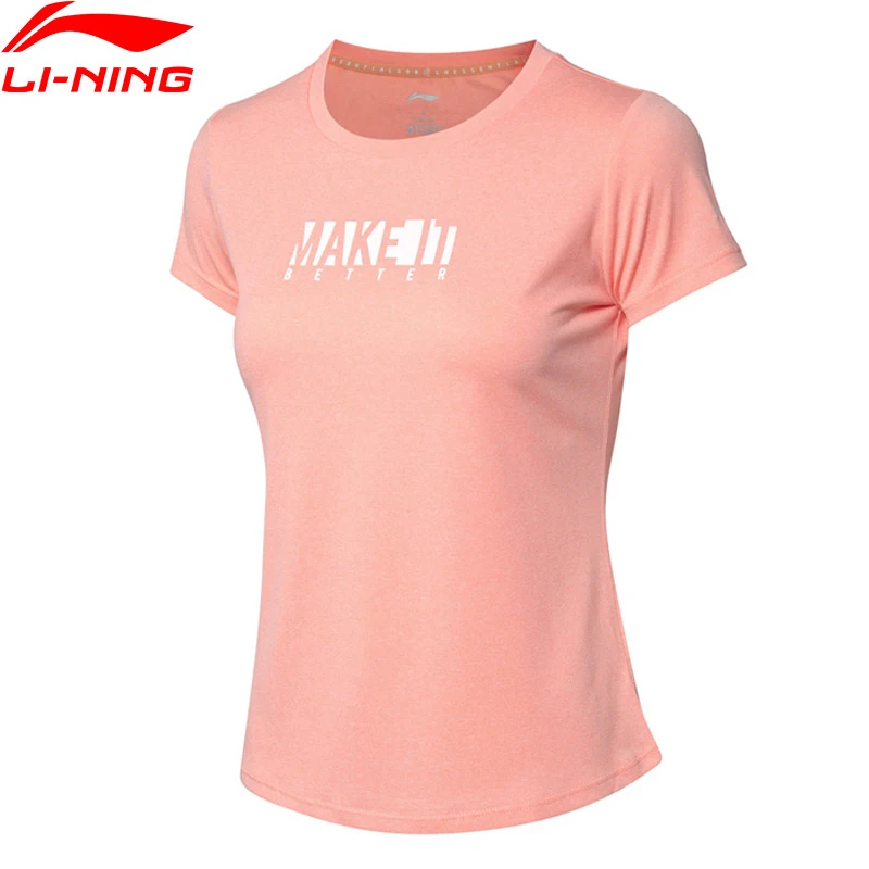 Женский тренировочный топ Li Ning ATSP088 дышащая Спортивная футболка из полиэстера с