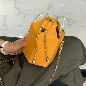 

Sweet Girls Chains Bucket Shoulder Bags Handbags Women Famous Brands PU Leather Candy Colors Mini Crossbody Bag Sac A Main Femme