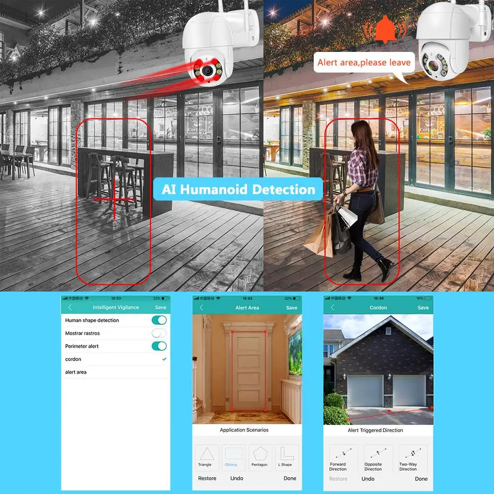 Hiseeu 3MP 5MP WIFI IP Camera Outdoor HD Full Color Night Vision PTZ Waterproof Security Speed Camera AI Human Detection ICSee