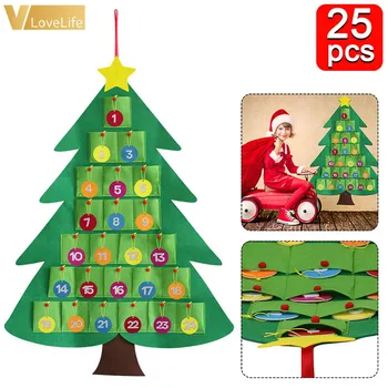 

Christmas Decor Kids DIY Felt Christmas Tree with calendar Children Xmas New Year Gifts 2020 Door Wall Hanging Christmas