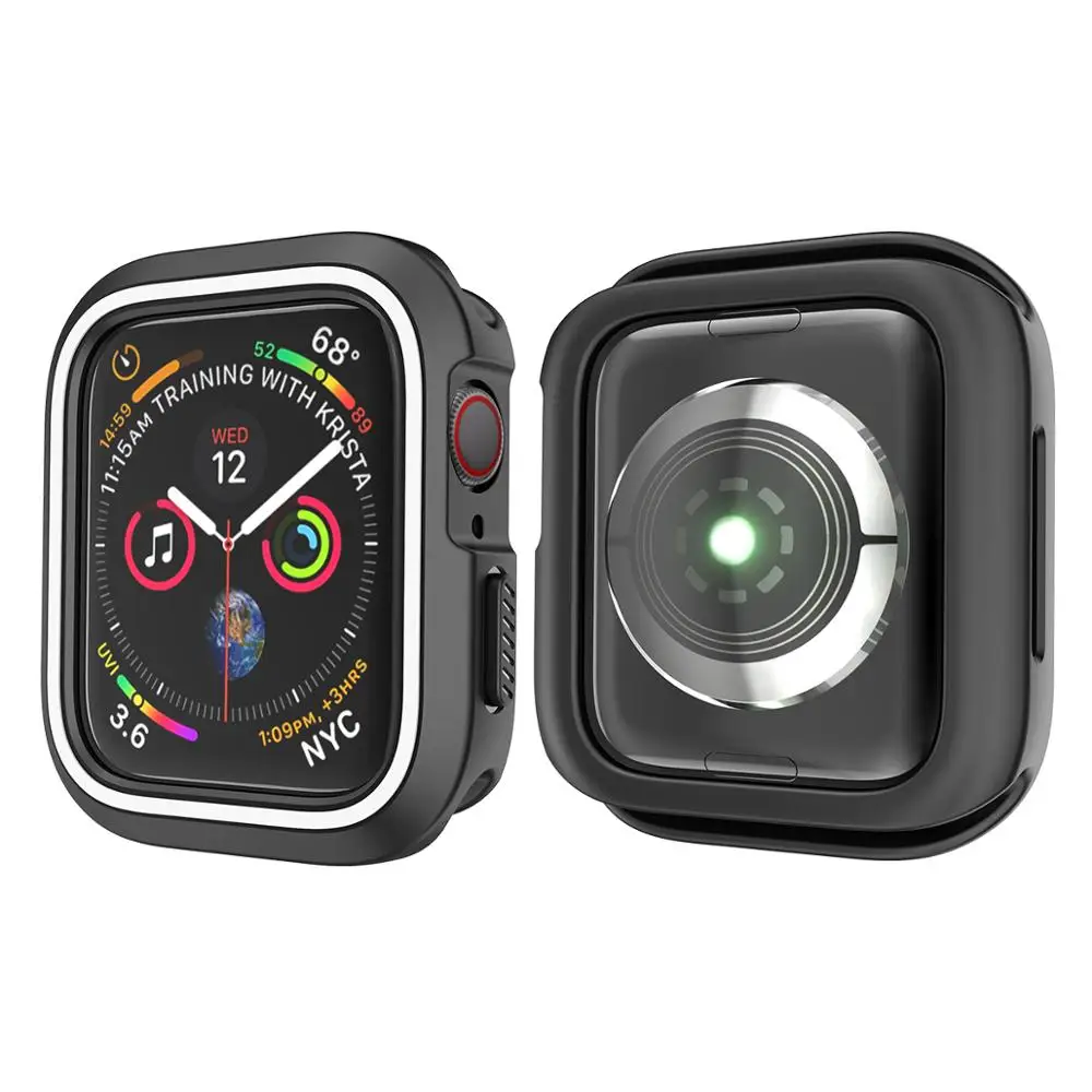 Двухцветный Силиконовый противоударный чехол для Apple Watch series 5 4 3 2 1 38 мм 42 мм 40 мм 44 мм стильный ударопрочный чехол