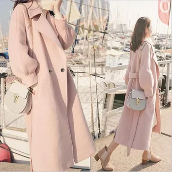 

The new 2018 winter cloth coat more female pop long student's knee-high woolen cloth coat