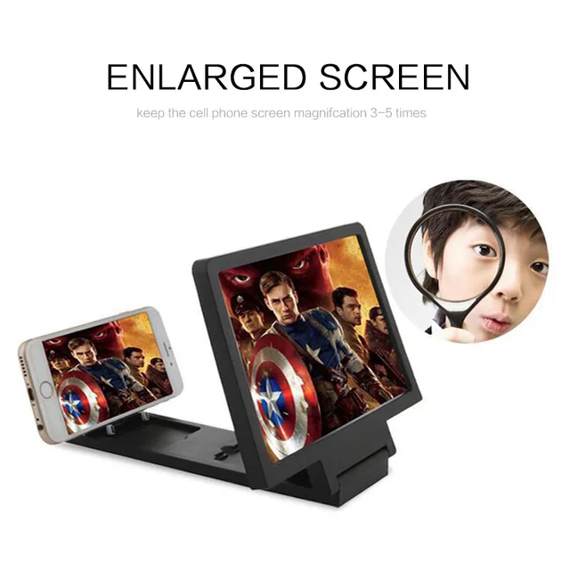 Mobiltelefon 3D -S Képernyő Videó Nagyító 7.1*5.9 Összehajtogatás Ívelt Megnövekedett Okostelefon Film Erősítő Hd Projektor Állvány Zárójel - Image 2