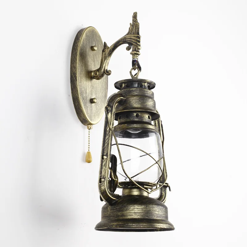

Chinese Style Retro Lantern Wall Light with Switch Balcony Vintage Kerosene Lamp LED Industrial-Style Hotel Barber Shop Non-Stan