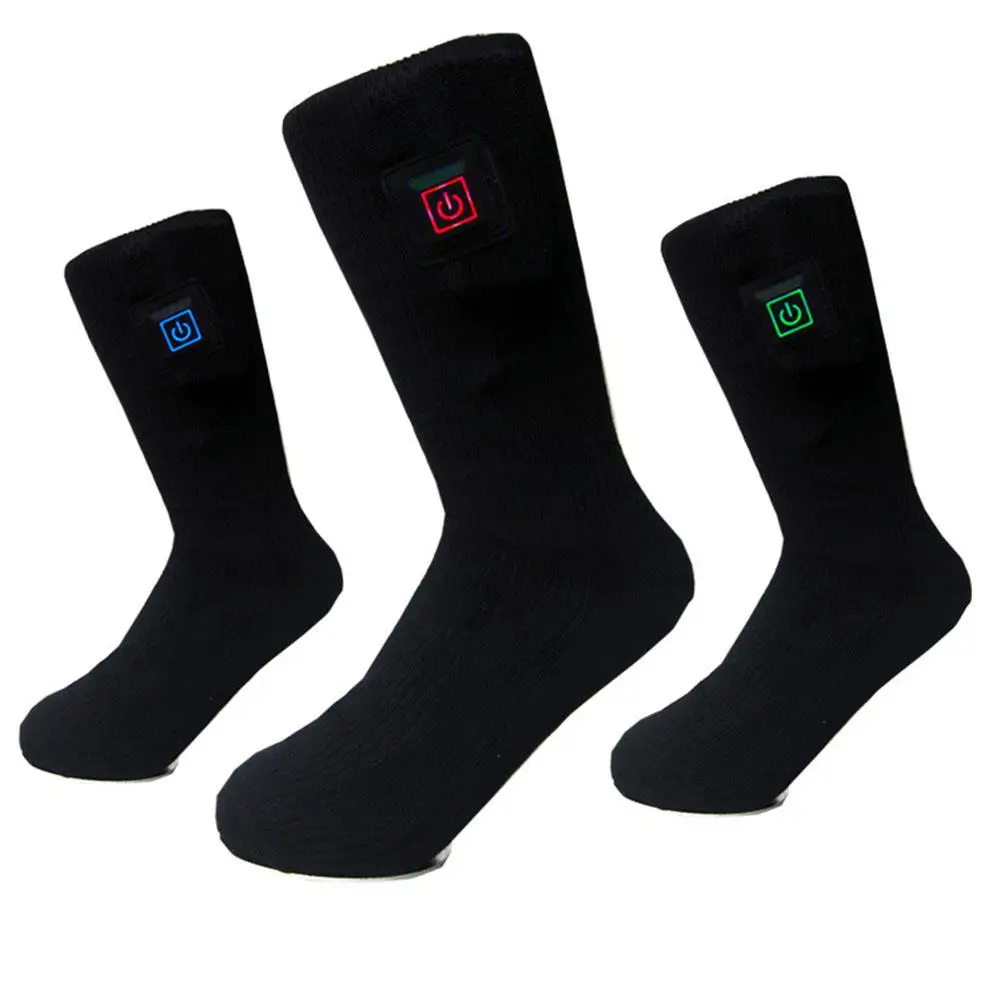 Теплые зимние носки с зарядкой от аккумулятора, согревающие ноги, теплые носки для спорта на открытом воздухе, теплые лыжные носки для мужчин и женщин - Цвет: Black
