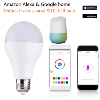 

Wifi smart light E27 wifi smart light bulb B22 rgb led light bulb compatible alexa goole home WIFI smart bulb led Wake-Up lights