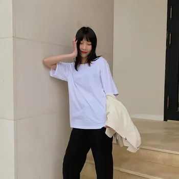 

Women's casual cotton plus size long short-sleeved T-shirt 2020 gray
