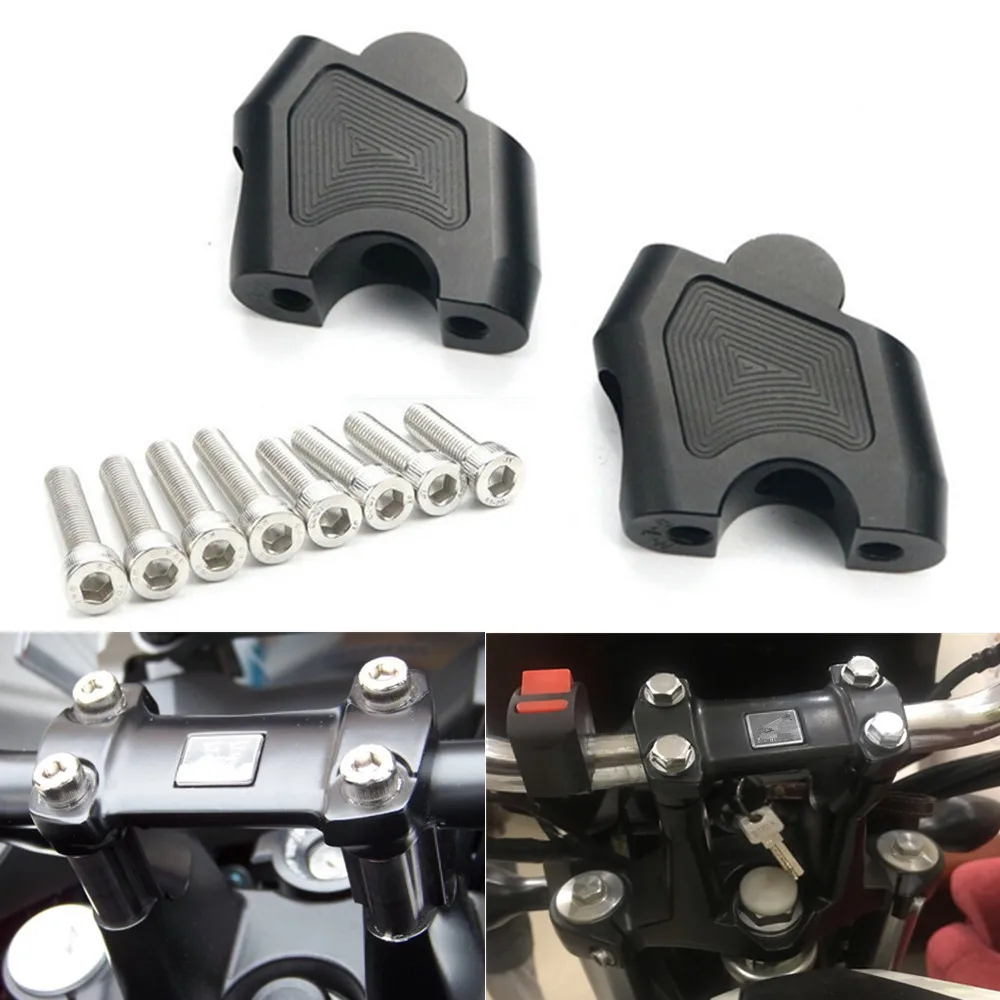 Black Motorcycle Riser Lifting Handlebar Clamp w/ Mounting Screws