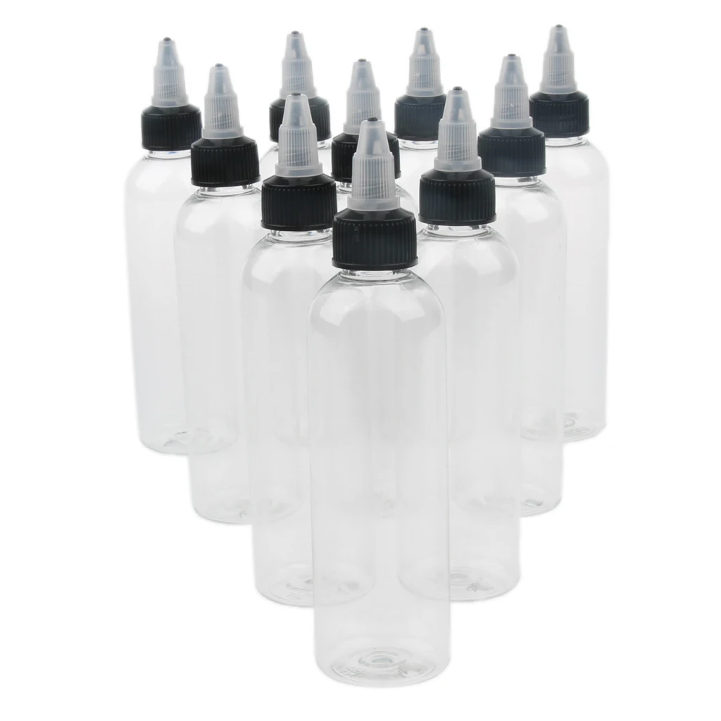 10 Pcs Needle Nozzle Design Travel Squeeze Bottles With Twist Cap For Toiletry Liquid Glue 120ml, Easy to Drip and Inject Liquid
