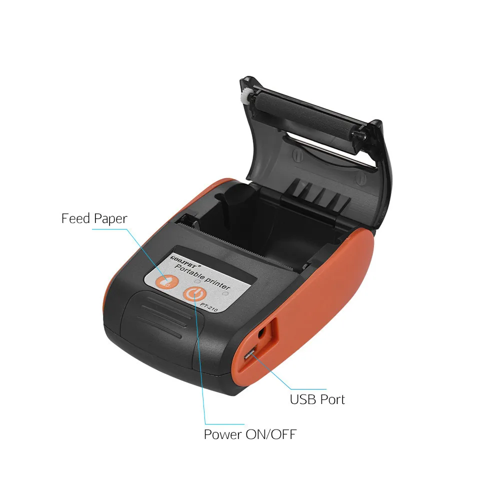 GOOJPRT PT-210 Portable Thermal Printer Handheld 58mm Receipt Printer Suitable For Retail Stores Restaurants Factories Logistics epson mini printer