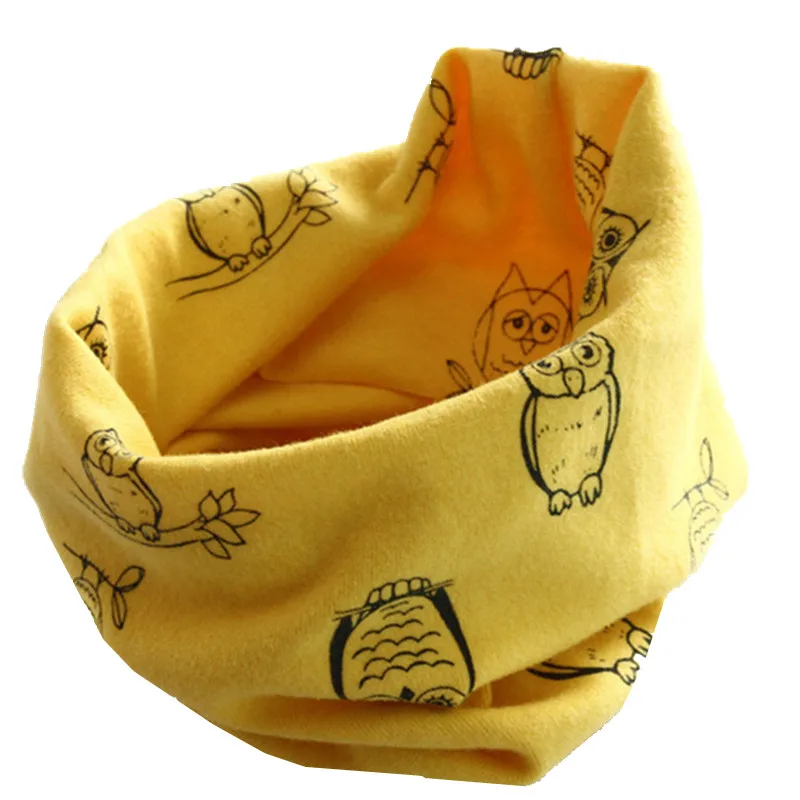 owl yellow Модный весенне-осенний детский хлопковый шарф, Детский Теплый шейный платок, Детские шарфы с круглым вырезом, детский хлопковый шарф с воротником - Цвет: owl yellow