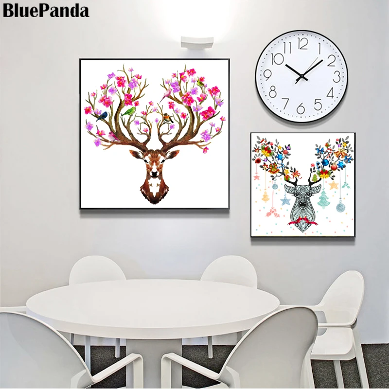 

The Deer Tree Abstract Art Canvas Paintings Picture On The Wall Art Oil Poster Living Room Decoration Home Decor