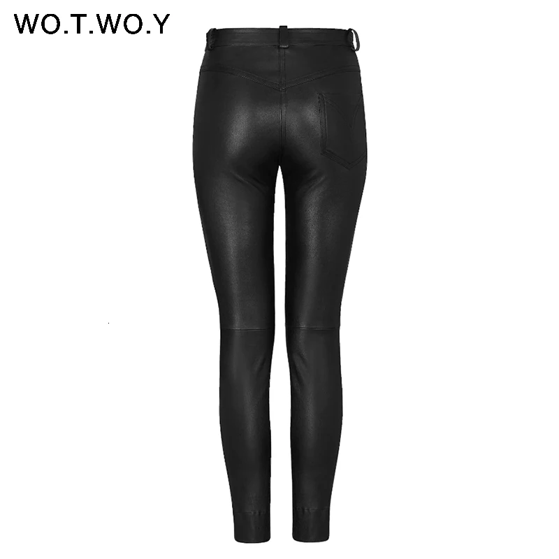 Autumn Winter High Waisted Leather Pants Women Fleece PU Leather Trousers Women Pockets Casual Black Pencil Pants 2018