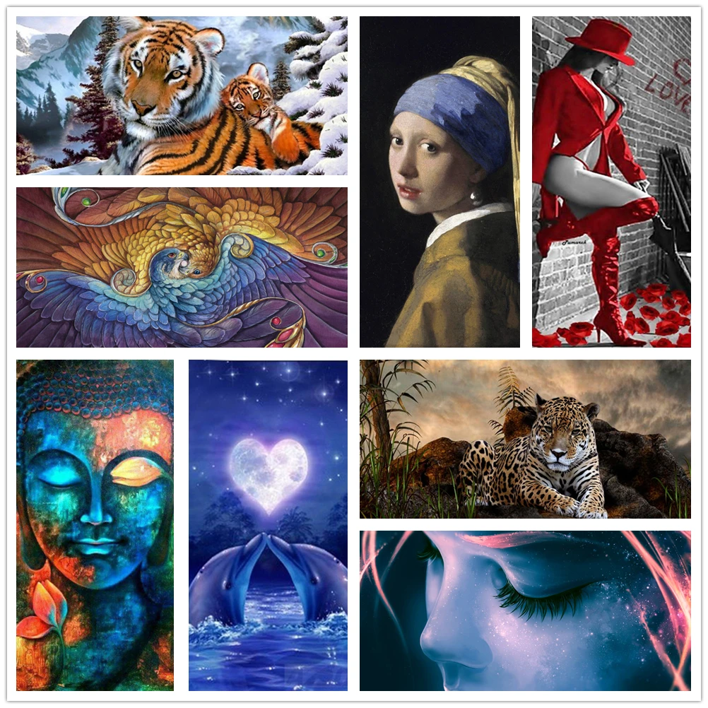 

Full Square Round Drill Diamond Paintig Classic paintings tiger Diamond Embroidery Cross Stitch Mosaic Set Home Decor Gift