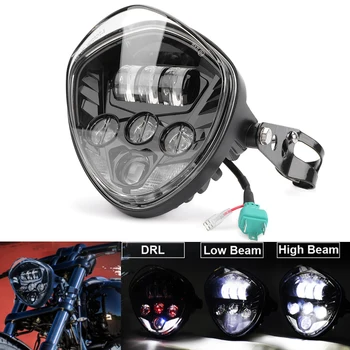 

7" inch LED Headlight & DRL High Low Beam Light & Headlight Mount Bracket for Harley Sportster XL 883 1200 Cafer Racer BMW Honda