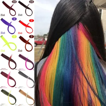 

XUANGUANG Color hair Long Straight color Hair Piece Hair Extensions Color straight hair clipped to hair