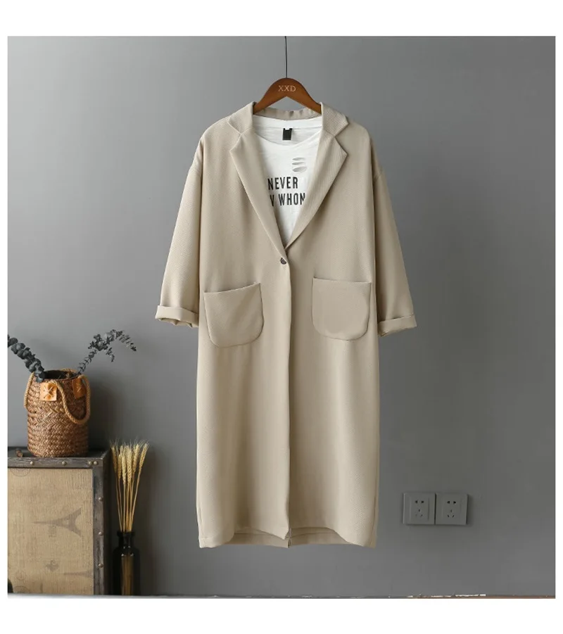 spring Autumn New Plus Size Fashion Women Loose Casual Harajuku Vintage Long section Windbreaker Female coat
