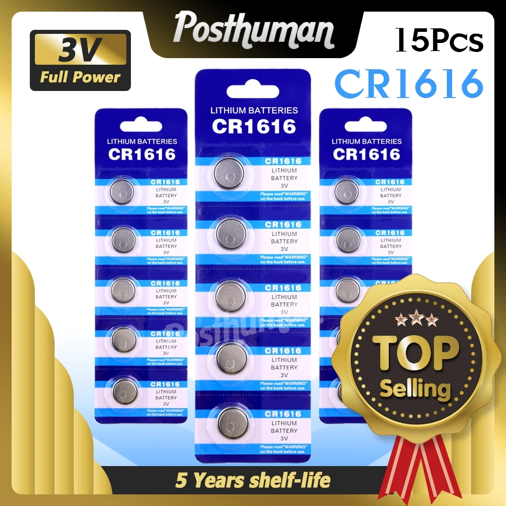 15PCS Button Battery CR1616 Lithium Coin Cell Batteries 3V DL1616