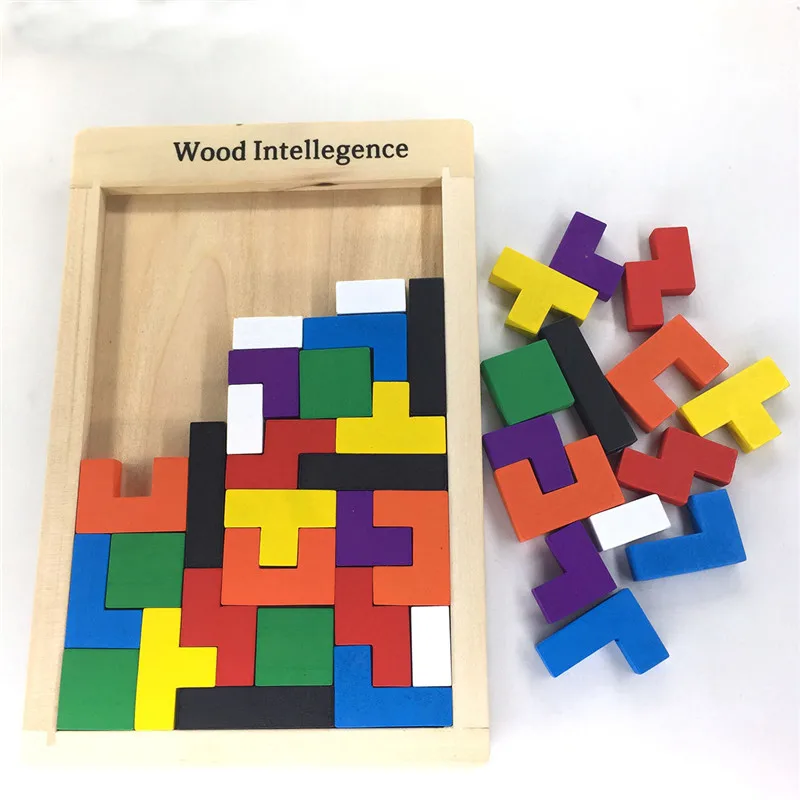 

Novel Board Puzzle Brain Teaser Puzzle Tetris Game Educational Baby Child Kids Toy Children Toys Wooden Tangram Jigsaw