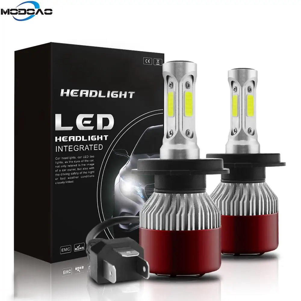 

2Pcs modoao H4 LED H7 Auto Car Headlight 9005 9006 H3 H13 H8 880 H27 9004 9007 H11 LED H1 S1 144W 14400LM 6000K Automobile Bulb
