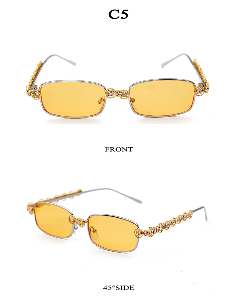 Rhinestone Small Sunglasses Women Square sunglasses Bling Rhinestone Sun glasses for Woman Luxury Fashion Shade UV 400