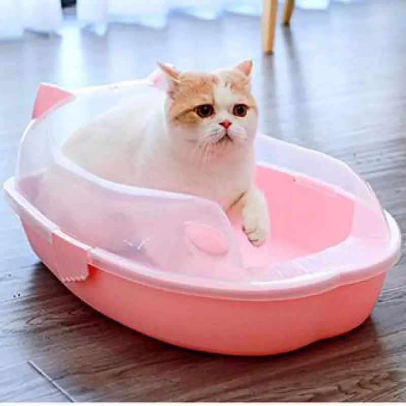 Кошачий песочный горшок полузакрытый туалет для кошек маленький молочный