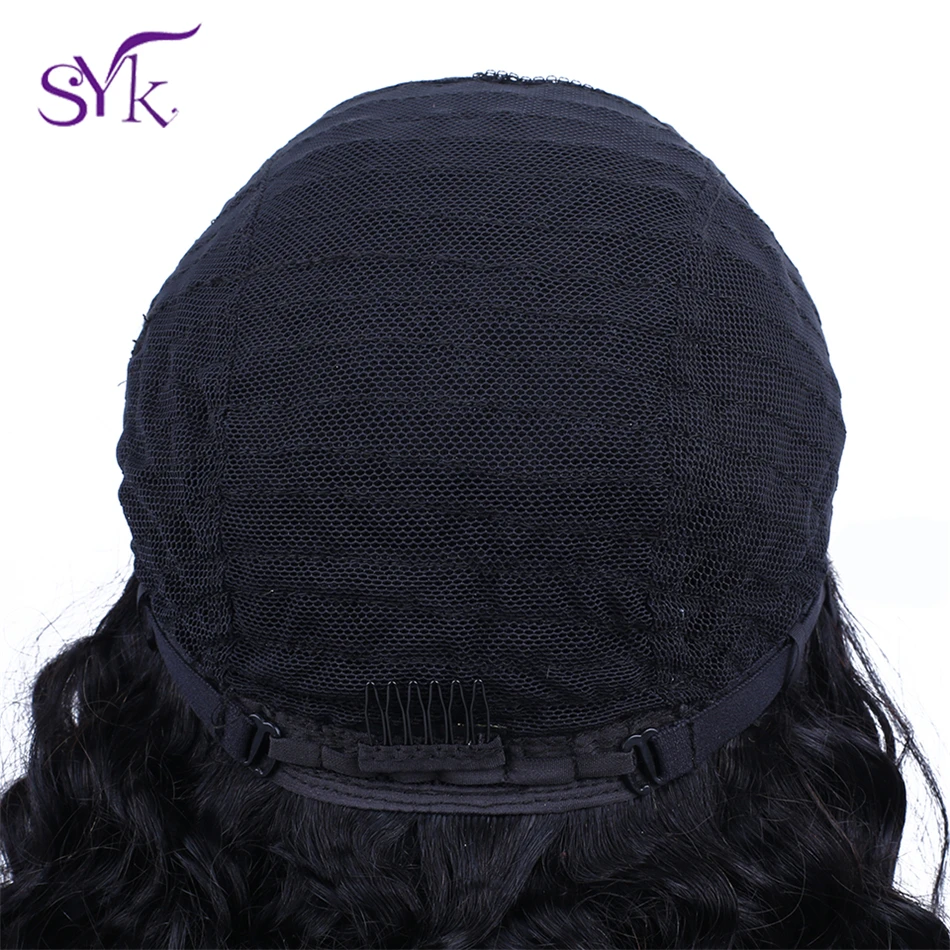 SYK волосы на шнуровке человеческие волосы парики предварительно выщипанные 4*4 Кружева Закрытие парик бразильские волосы глубокая волна парик для черных женщин 150% Плотность