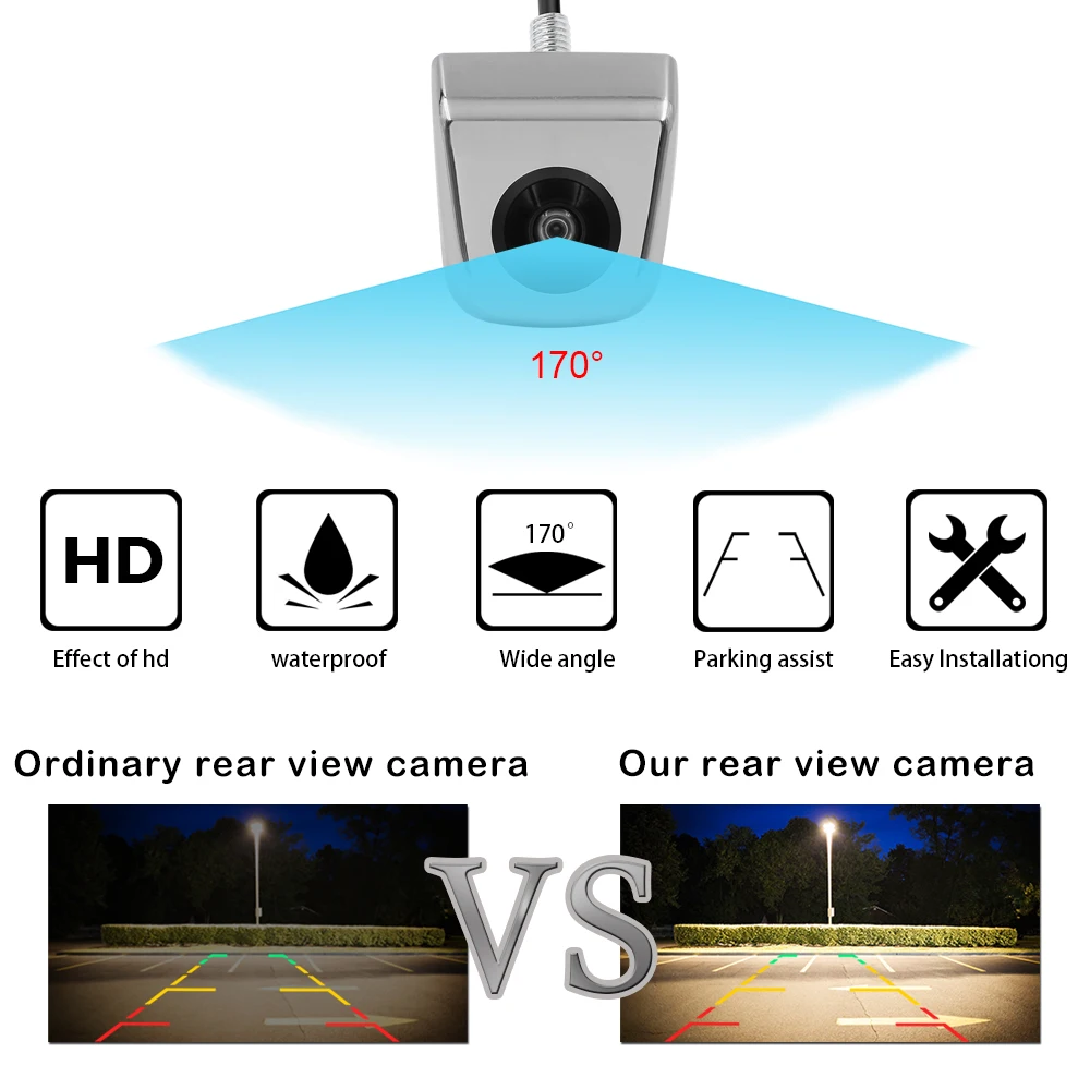 Автомобильная камера заднего и Переднего Вида, Автомобильная камера заднего вида, парковочная камера с углом обзора 150H 720P HD, водонепроницаемая камера ночного видения с рыбий линзой