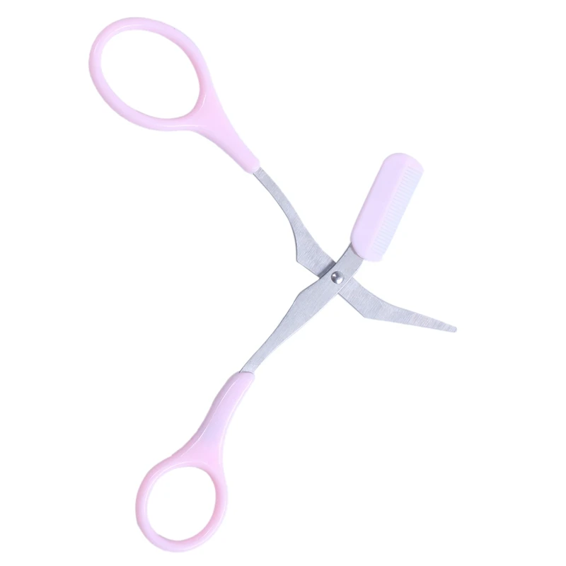 Косметический инструмент для бровей Shaping Cut Scissors w Расческа Розовый Серебряный тон
