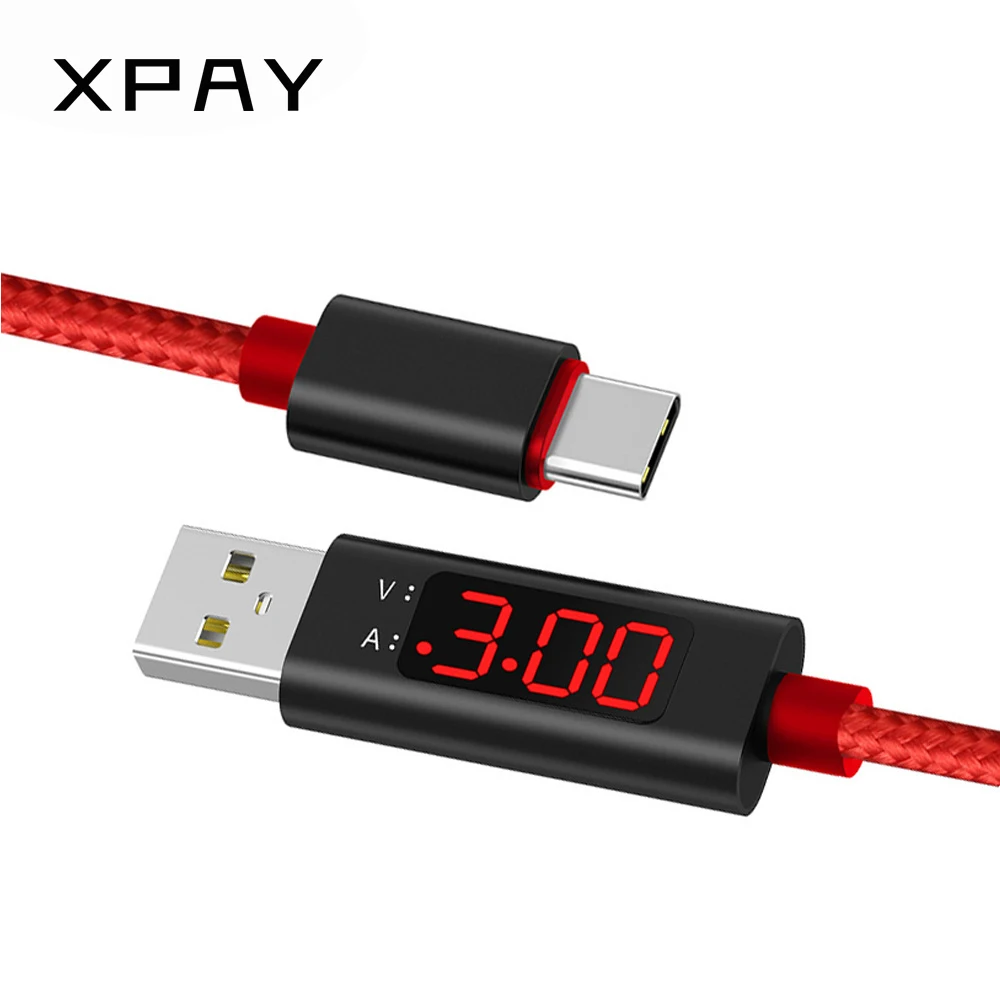 Usb кабель для IOS USB Type c Microusb 3A быстрой зарядки светодиодный нейлоновый отображения