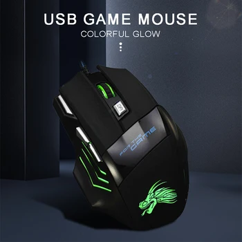 

For Professional Gamer 1pc LED Optical USB Wired Gaming Mouse Adjustable 5500DPI 7 Button Backlight Mice Pohiks