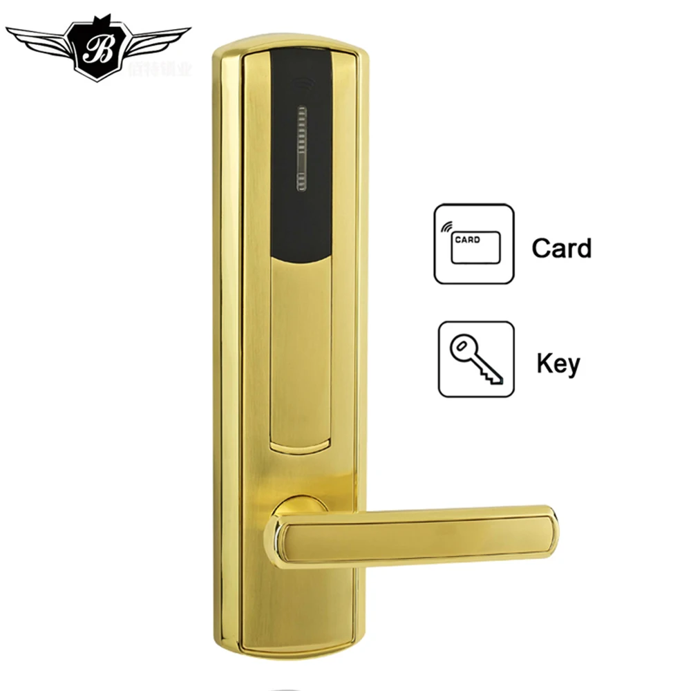 Rfid Key Card Unlock Intelligent Zinc Alloy Hotel Door Lock With