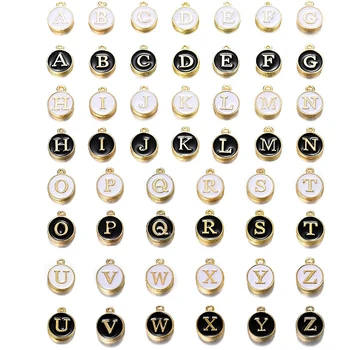 

52 Pieces Of Black and White Initial Letter AZ Letter Pendant Loose Beads Set for Jewelry Making