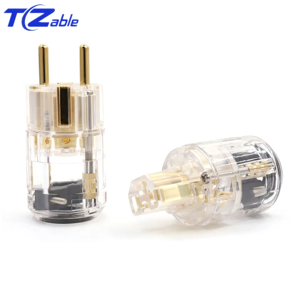 Transparent Hifi ЕС разъем питания аудио/видеоразъем IEC гнездовой разъем Электрический штекер адаптер позолоченный Schuko штекер - Цвет: Transparent