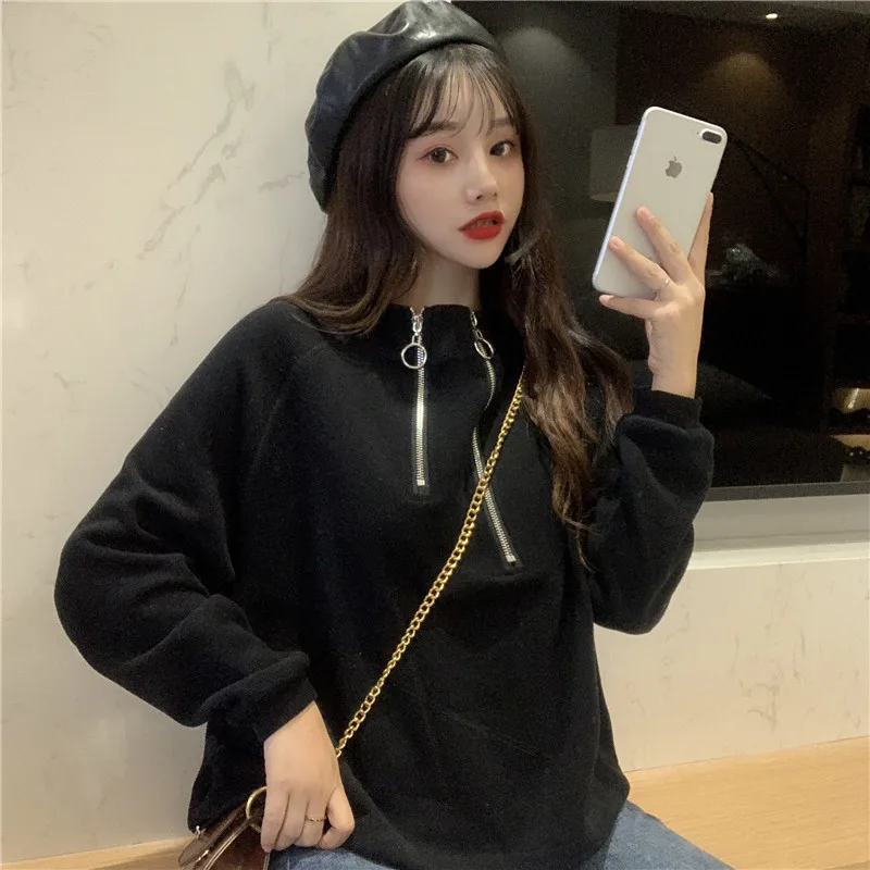 Уличная одежда; sudaderas mujer; коллекция года; женская одежда больших размеров; толстовка; kawaii sweat femme на молнии; флисовая женская Свободная одежда; F1186