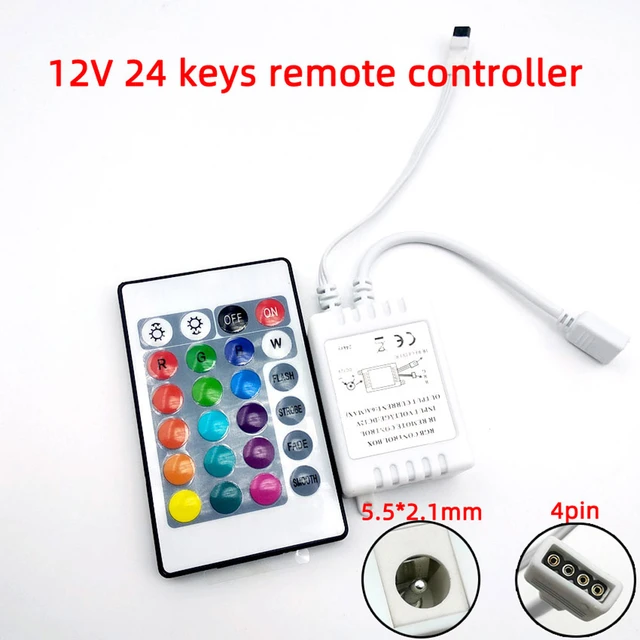 JacobsParts Controlador LED de 3 teclas para tiras de luz LED RGB con  selección de color fija, atenuación y efectos de cambio de color 12V 24V