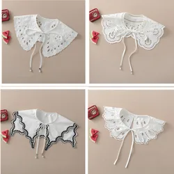 Woman Front Tie White Fake Collar for Women's Shirt Detachable Bowknots Collars Ladies False Blouse Half Shirt Neckwear Collars