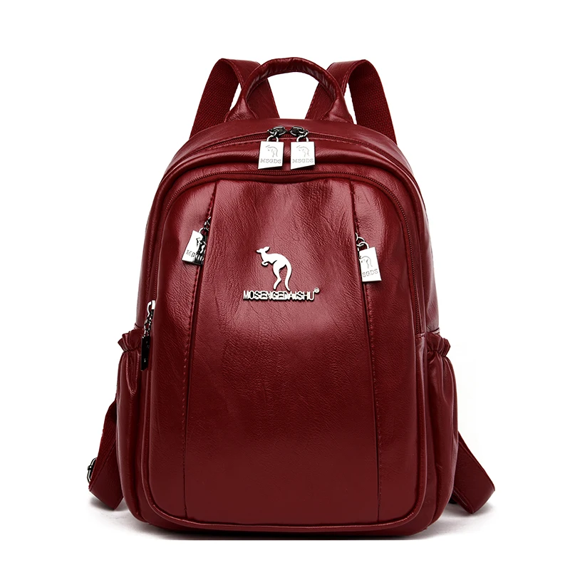 Женские кожаные рюкзаки Mochila Feminina, рюкзаки для девочек, роскошные дизайнерские рюкзаки, Женские винтажные рюкзаки, одноцветные женские рюкзаки