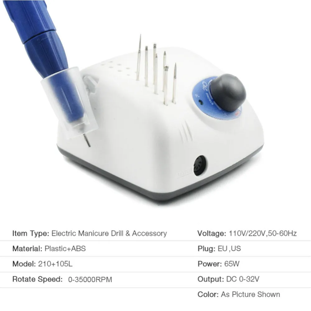 Buy 65W 35000RPM Electric Nail Drill Machine High Quality Model Handpiece Manicure Pedicure Machine Nail File Bit Nail Art Equipment