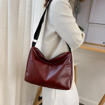 

Retro PU Leather Bags for Female 2020 Casual Crossbody Messenger Shoulder Bags Women's Solid Bucket Flap Handbag Lady Brief Tote