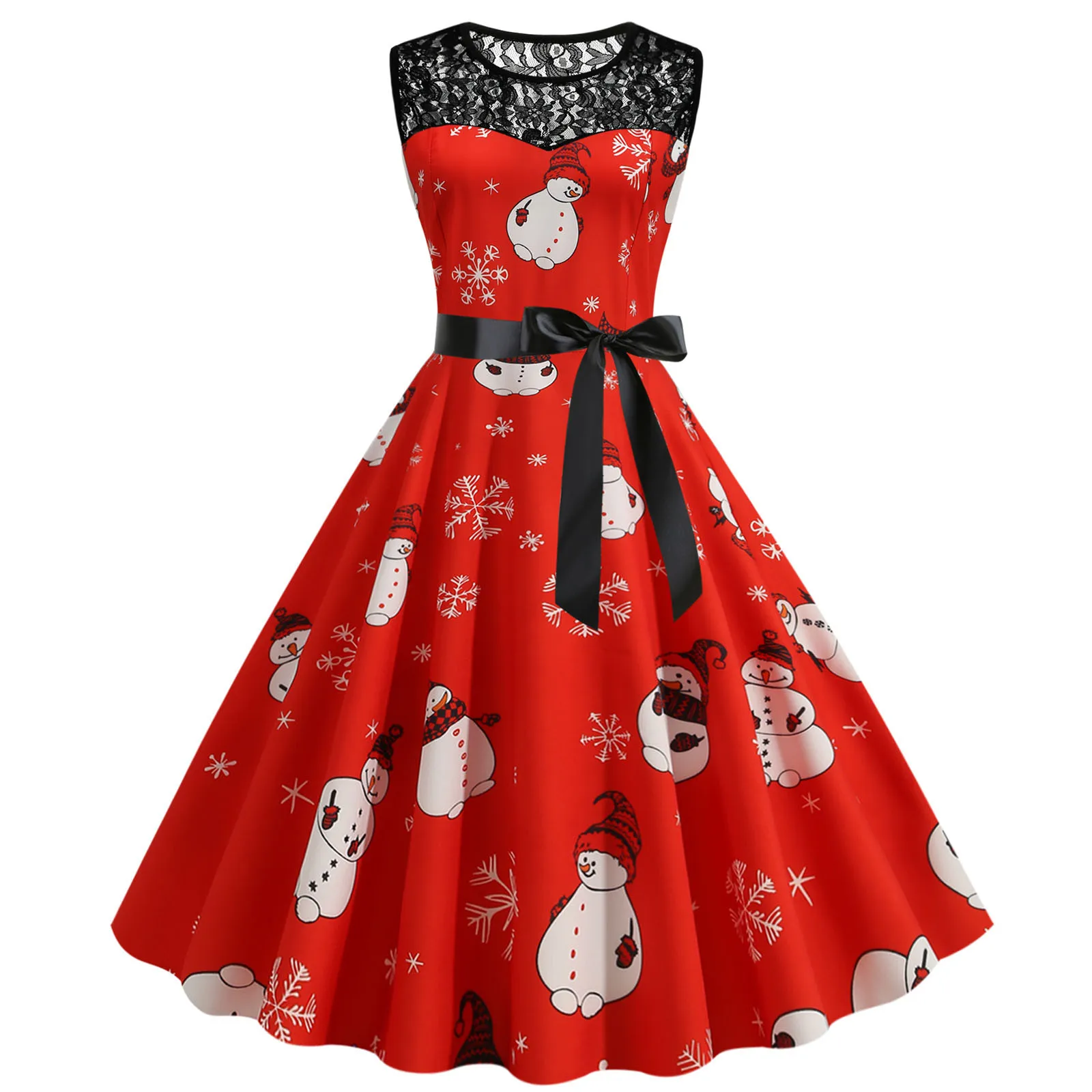 Costumi da donna senza maniche in pizzo 1950s casalinga da sera abiti da  ballo costumi Plus Size fasciatura fiocco disfr\