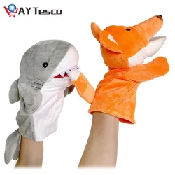 Marionnette à main et doigt d'animaux en peluche, jouets éducatifs pour bébé, simulateur de renard, ours, requin, jouets doux en peluche, poupée de dessin animé pour filles 