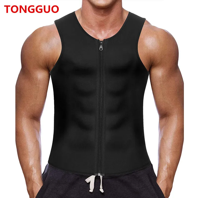 

2020 Men Tank Top New Brand Body Shaper High Quality Undershirt Bodybuilding Singlet Fitness Sweat Vest Man Zipper Tank Tops