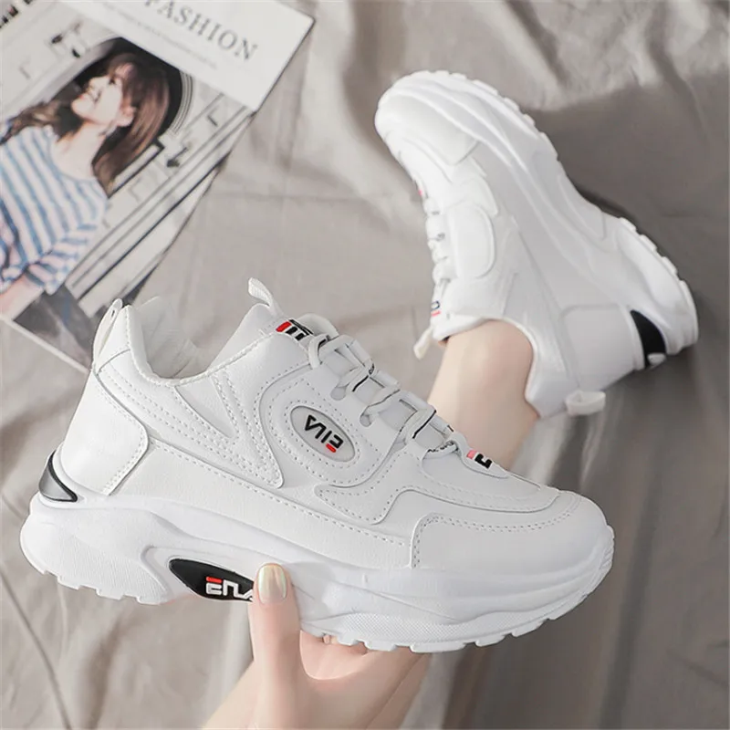 

2020 Sneakers Women Flat Platform Sneakers Tenis Feminino Casual Flats Breathable Soft Woman Chunky White Shoes Zapatillas Mujer