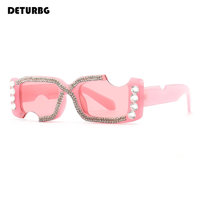

Fashion Rhinestone Studded Sunglasses Women's Luxury Brand Designer Retro Irregular Eyewear Mirror Shades for Women UV400 SG087