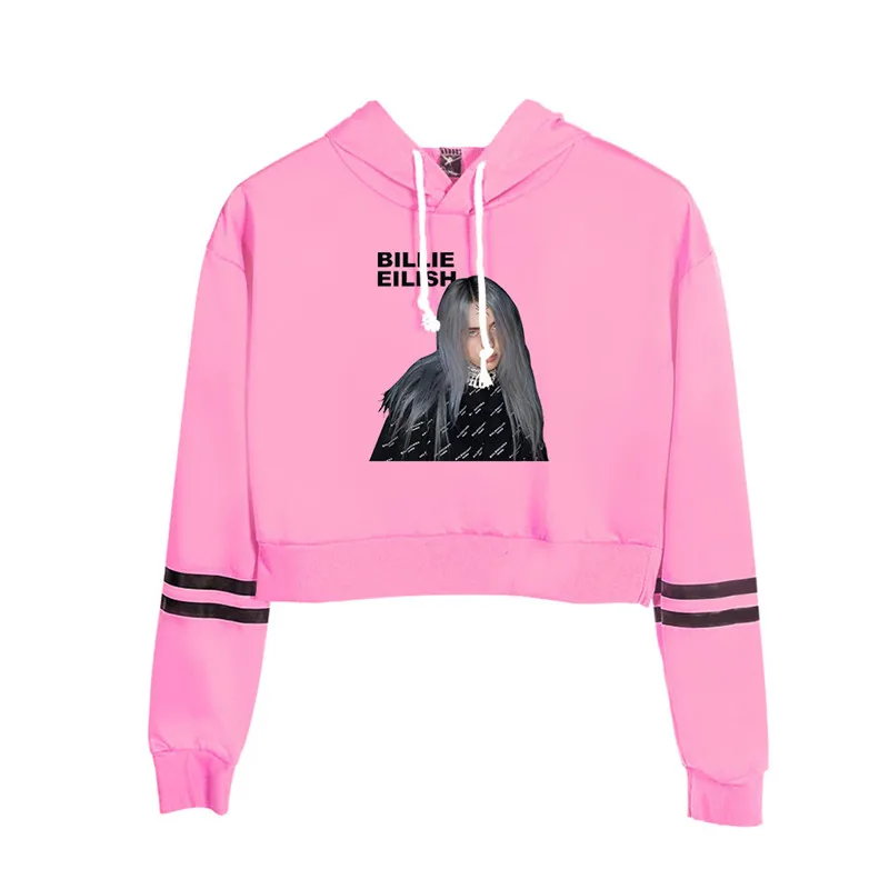 Billie Eilish Kpop толстовки хип-хоп укороченный топ толстовки женские сексуальные весенние осенние Billie Eilish Девушки Сексуальная одежда для подростков - Цвет: pink - style 4