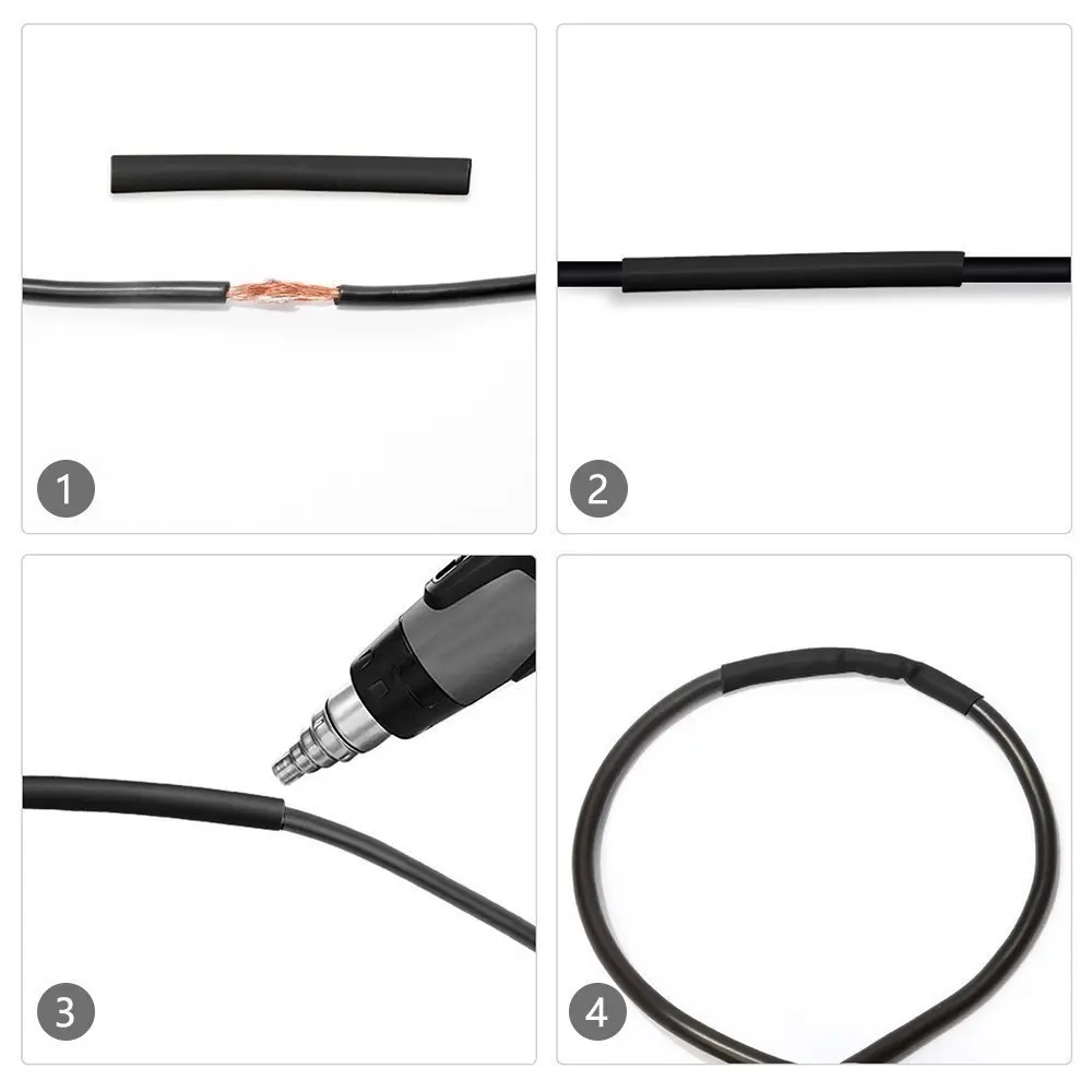 300pcs Double Wall Heat Shrink Tube Boxed 3:1 Black And White Bring Rubber Insulation Bushing Group Combine Inflaming Retarding